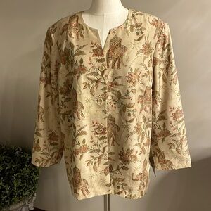 TALBOTS women’s Petite floral ELEPHANT blazer jacket SILK Asian / Indian 20WP